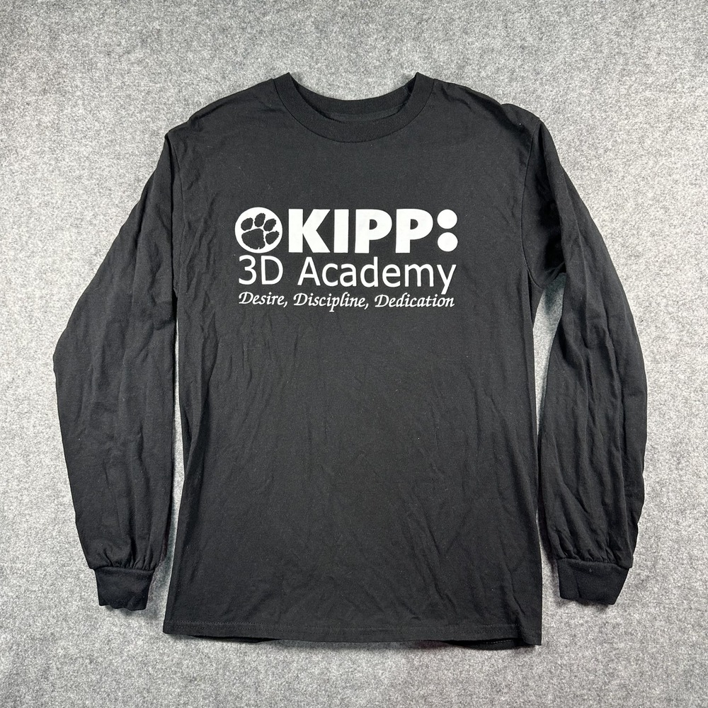 Gildan KIPP 3D Academy Long‎ Sleeve Shirt Small Black Aristotle Graphic Cotton